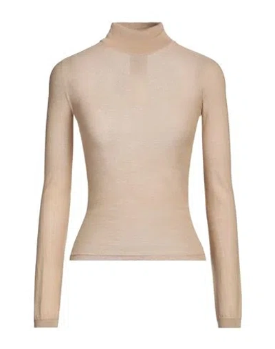 Max Mara Woman Turtleneck Sand Size L Virgin Wool In Beige
