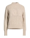 Max Mara Woman Turtleneck Sand Size L Wool, Cashmere In Brown