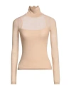 Max Mara Woman Turtleneck Sand Size S Virgin Wool In Beige