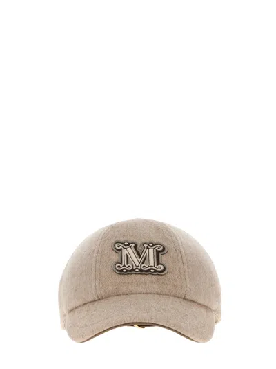 Max Mara Women's 100% Cashmere Curved Visor Cap In Beige