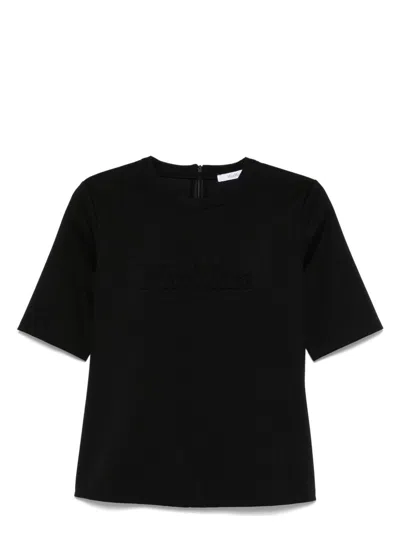 Max Mara 'peter' Wool T-shirt Short Sleeves In Black