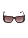 Max Mara Women's 53mm Rectangle Sunglasses In Havana Brown