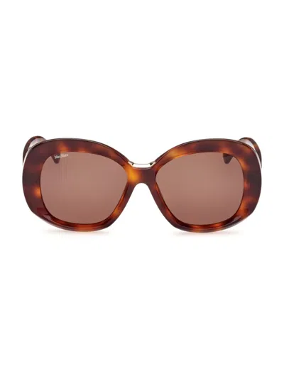 Max Mara Women's 55mm Butterfly Sunglasses In Brown