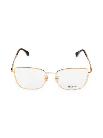 Max Mara Women's 55mm Rectangular Optical Glasses In Gold