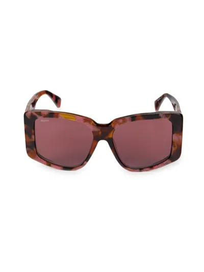 Max Mara Women's 57mm Square Sunglasses In Havana Bordeaux