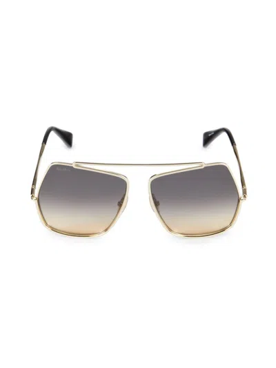 Max Mara Women's 58mm Aviator Sunglasses In Gold Smoke