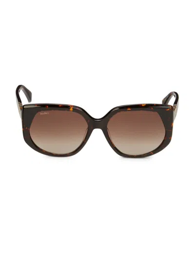 Max Mara Women's 58mm Square Shield Sunglasses In Dark Havana