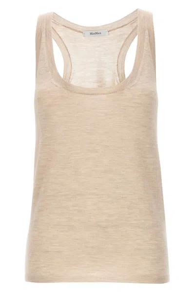 Max Mara Scoop Neck Sleeveless Top In Cream