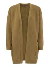 Max Mara Open-front Knit Cardigan In Leather