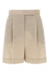 Max Mara Beige Virgin Wool Shorts In Cream