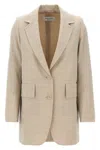 Max Mara Longline Textured Wool Jacket With Rear Vents In Cream