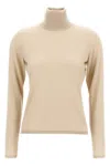 Max Mara 'swift' Ribbed Turtleneck Sweater With Long Sleeves In Cream