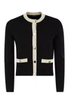 Max Mara Studio Buttoned Crewneck Jacket In Black,white