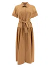 Max Mara Agoraio Belted Short Sleeved Midi Dress In Beige