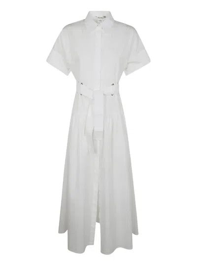 MAX MARA WOMEN'S AGORAIO BELTED SHORT SLEEVES POPELINE DRESS