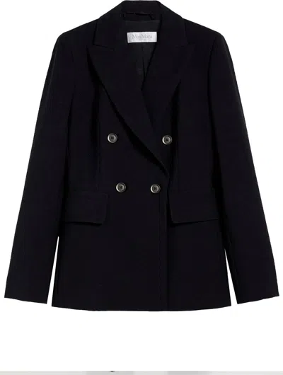 Max Mara Wool Double-breasted Suit Jacket In Blue