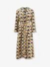 Max Mara Women Albert Multicolor Silk Dress In Brown