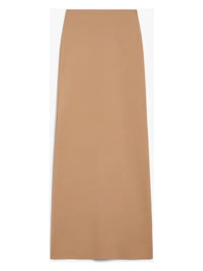 MAX MARA WOMEN'S ALCE KNITTED SKIRT CAMEL | SIZE LARGE | 2511301013600009