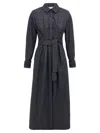 Max Mara Go Belted Waist Midi Dress With Long Sleeves