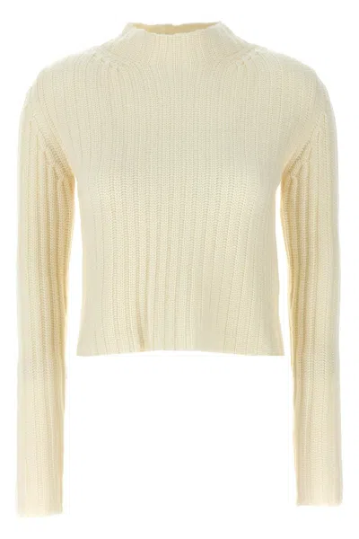 Max Mara 'alba' Cropped Knit Sweater In White