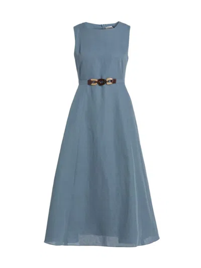 Max Mara Women's Amelie Belted Fit & Flare Dress In Sky Blue