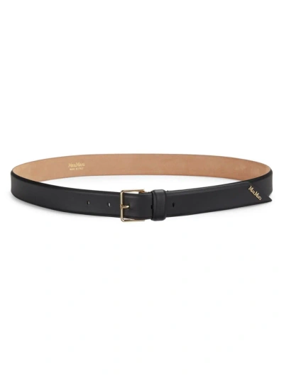 Max Mara Women's Angled Leather Belt In Black