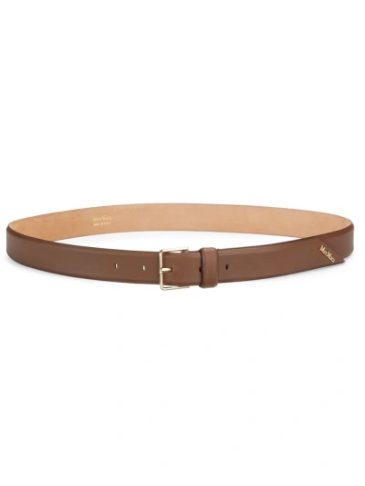 Max Mara Women's Angled Leather Belt In Brown