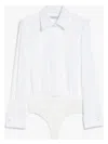 Max Mara Angora1234 Bodysuit Collared Shirt With Long Sleeves In White