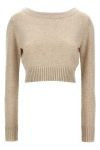 Max Mara Cropped Sweater Knit Long Sleeves In Cream