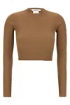 Max Mara Arcella Stretch Viscose Crepe Rib Top In Brown