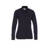 Max Mara Stand Collar Crewneck Shirt With Buttoned Cuffs In Blue