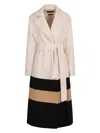 Max Mara Arena Colorblock Wool Wrap Coat In White