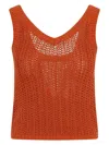 Max Mara Orange Open Knit Tank Top In Yellow,orange