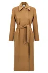 Max Mara Cashmere Coat With Belted Waist And Long Length In Brown