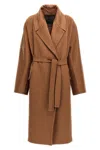 Max Mara Belted Waist Coat With Side Pockets In Cream