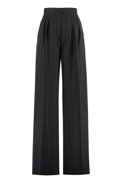 Max Mara Baba Wool Wide-leg Trousers In Black