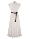Max Mara Studio Bairo Long Belted Dress Clothing In Optic White