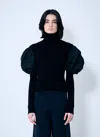 Max Mara Virgin Wool Puff-sleeve Sweater In Black