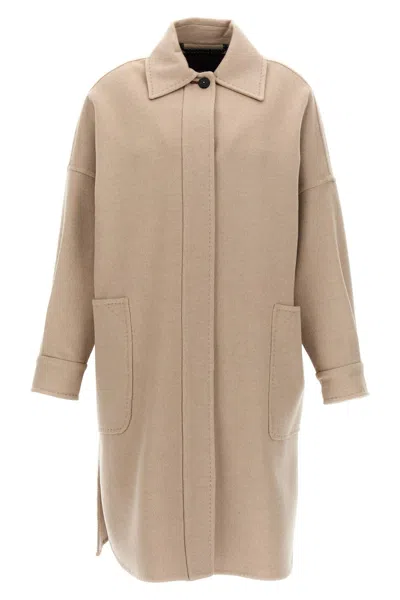 Max Mara 'baruffa' Long Sleeves Coat In Beige