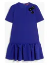 Max Mara Ruffled Short-sleeve Dress In Purple