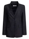 Max Mara Denim-effect Blazer With Stand-up Collar In Black