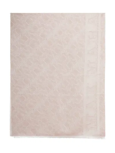 Max Mara Women Beige Geometric Logo Scarf, Onesize Luxury Scarves For Women Darveys In Pink