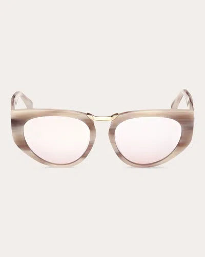 Max Mara Women's Beige Horn Bridge 1 Cat-eye Sunglasses In Neutrals