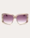 Max Mara Glimpse Acetate Butterfly Sunglasses In Beige Horn/gradient Or Mirror Violet
