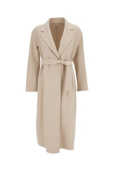 Max Mara Women Beige Notched Lapel Trench Coat In Neutral
