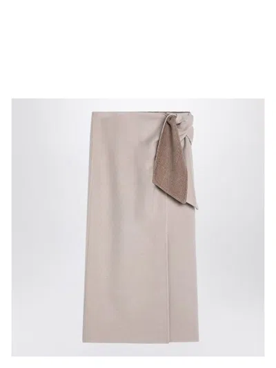 Max Mara Women's Beige Wool And Cashmere Midi Skirt