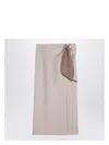 Max Mara Midi Wool And Cashmere Skirt With Asymmetrical Slit In White