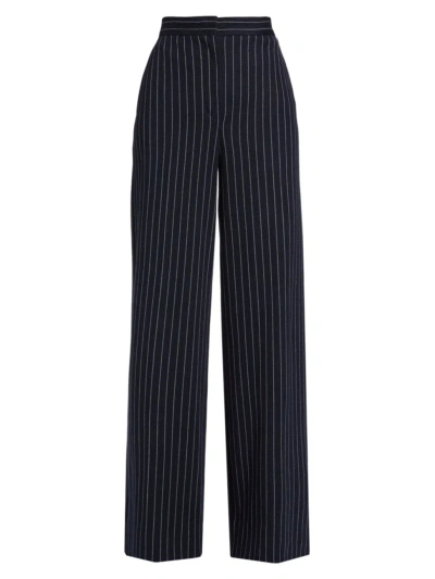 Max Mara Women's Benito Wide-leg Pinstripe Trousers In Ultramarine