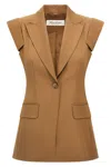Max Mara Bergamo Sleeveless Virgin Wool Blazer In Brown