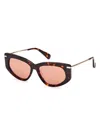 Max Mara Women's Dark Havana Beth Cat-eye Sunglasses In Havana Brown